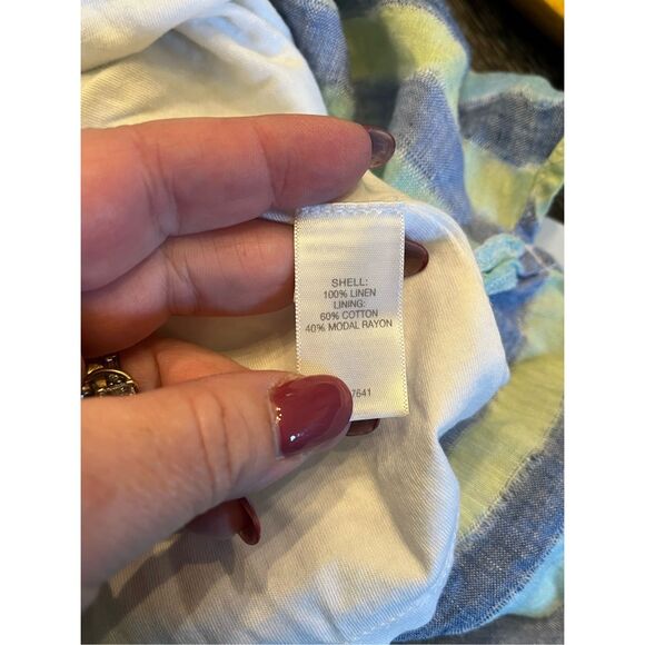 J. Jill Love Linen Blue & Green Mixed Stripe Sleeveless Maxi Dress sz XL EUC - Picture 5 of 8